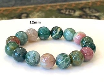 Bracelet indien en pierres précieuses d'agate - Bracelet extensible, bracelet de protection, cadeau pour elle, cadeau pour lui, bracelet de perles d'agate pour homme et femme