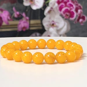 Yellow Topaz Jade Gemstone stretch Bracelet: 8mm Natural Crystal Beads