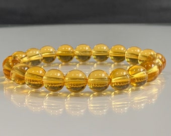 Natural Citrine Stretch Bracelet for Men & Women: November Birthstone, Healing Crystals Bracelet, Citrine Bead Bracelet, Healing Stone