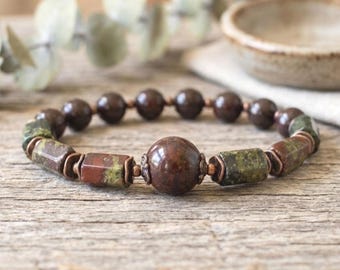 Genuine African Bloodstone Gemstone Stretch Bracelet Handmade with 8mm Natural Gemstones - Custom Fit