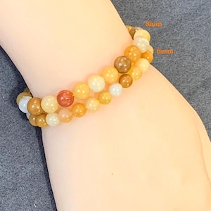 Spring Yellow Jade Gemstone Bracelet - Stretch Bracelet, Yellow Spring Jade Beads, Grounding, Gift for Her, Gift for Him