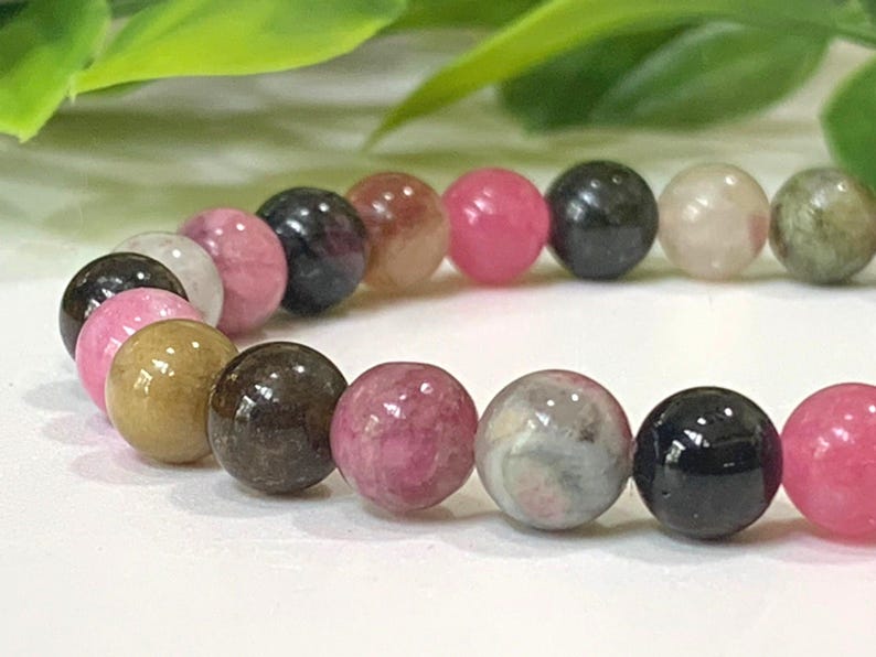 Rainbow Tourmaline Gemstone Bracelet - October Birthstone Gift, 6mm Tourmaline Beads