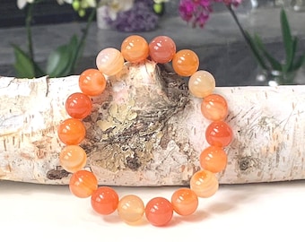 Natural Carnelian Bracelet, Premium Grade Carnelian Stretch Gemstone Bracelet, July Birthstone