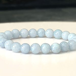 Aquamarine Gemstone Stretch Bracelet: March Birthstone, Calming Crystal