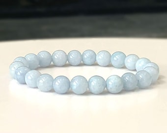 Aquamarine Gemstone Bracelet: March Birthstone, Calming Crystal