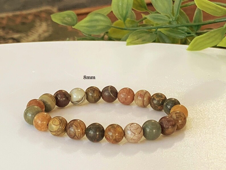 Jasper Bracelet, Natural Picasso Jasper, Stretch Bracelet, Natural Picasso Jasper Gemstone Bracelet, Jasper Grounding Bracelet