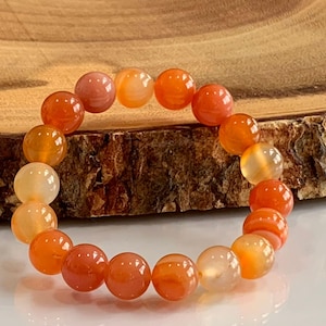 Carnelian Gemstone Bracelet - Stretch Bracelet, July Birthstone Bracelet, Carnelian Crystal Bracelet, Carnelian Bead Bracelet, Gift for Her