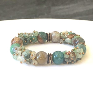 Natural Indian Agate Gemstone Bracelet - Elegant Women's Statement Stretch Bracelet Bild 6