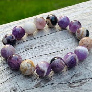 Natural Amethyst Bracelet - 12mm Genuine Amethyst Beads, February Birthstone Bracelet Gift, Premium Grade Stretch Gemstone Bracelet