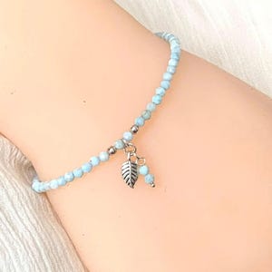 Dainty Larimar Bracelet - Premium Grade Gemstone Bracelet, Tiny 3.5mm Faceted-Cut Dominican Republic Larimar, Sterling-Silver Accents