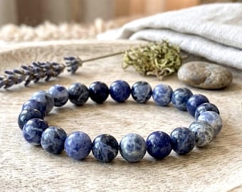 Natural Sodalite Bracelet - Grade AA+ Gemstones - Stretch Bracelet