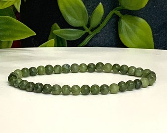 Green Jade Gemstone Bracelet - Natural Green Jade Stretch Bracelet, 4.5mm Dainty Beads, Minimalist Bracelet, Gift for Her, Gift for Him