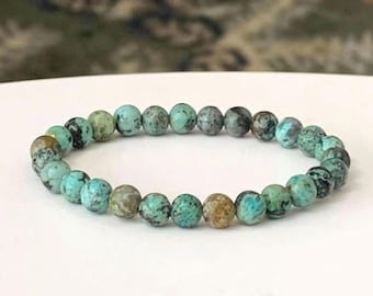 Genuine African Turquoise Bracelet, A+ Gemstones, Stretch Bracelet