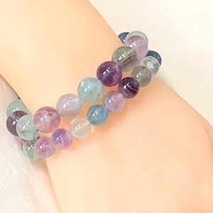 Rainbow Fluorite Gemstone Bracelet: Grade AA+ Crystal Beads