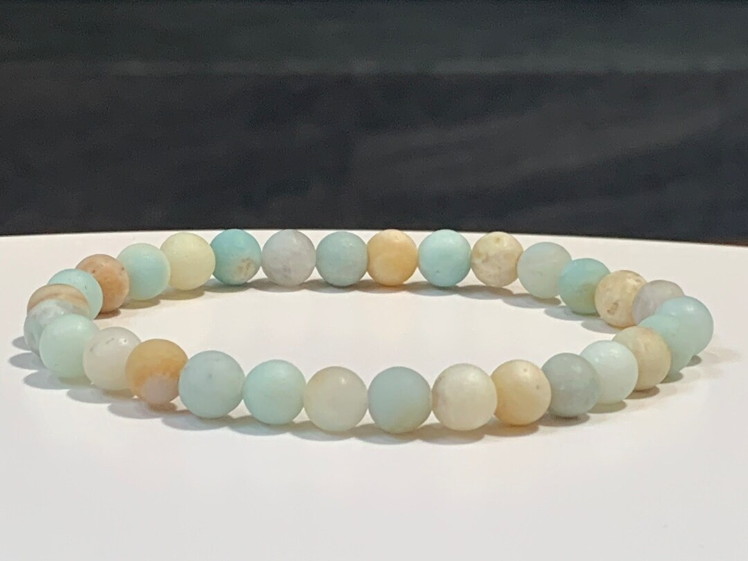 6mm Matte Finish Natural Amazonite Stretch Bracelet for Women & Men