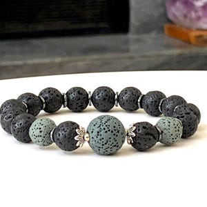 Lava Stone Bracelet - Stretch Bracelet, Lava Rock Bracelet, Natural Lava Stone Bracelet, Gift for Him, Gift for Her