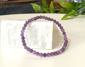 Dainty Amethyst Gemstone Bracelet - Stretch Bracelet, 4.5mm Facetted Amethyst Beads, February Birthstone Gift, Gift for Her, Gift for Him