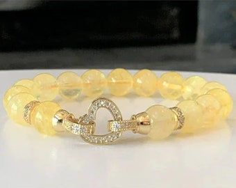 Citrine Gemstone Bracelet - Stretch Bracelet, November Birthstone Gift, 10mm Citrine Crystal Beads, Healing Crystal Bracelet, Gift for Her