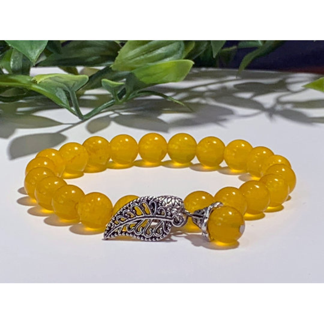 Yellow Chalcedony Bracelet Stretch Bracelet, Chalcedony Crystal