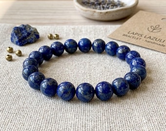 Natural Lapis Lazuli Bracelet Grade AA+ Stretch Gemstone Bracelet for Men & Women
