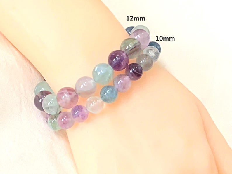 Rainbow Fluorite Gemstone Bracelet: Grade AA+ Crystal Beads Stretch Bracelet image 3