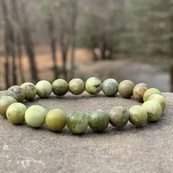 Natural Peridot Gemstone Bracelet, Stretch Bracelet, 8mm Peridot Beads, August Birthstone, Peridot Bead Bracelet, Gift for Her, Gift for Him