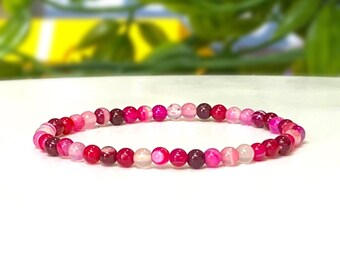 Dainty Crazy Lace Agate Bracelet - 4mm Natural Gemstones