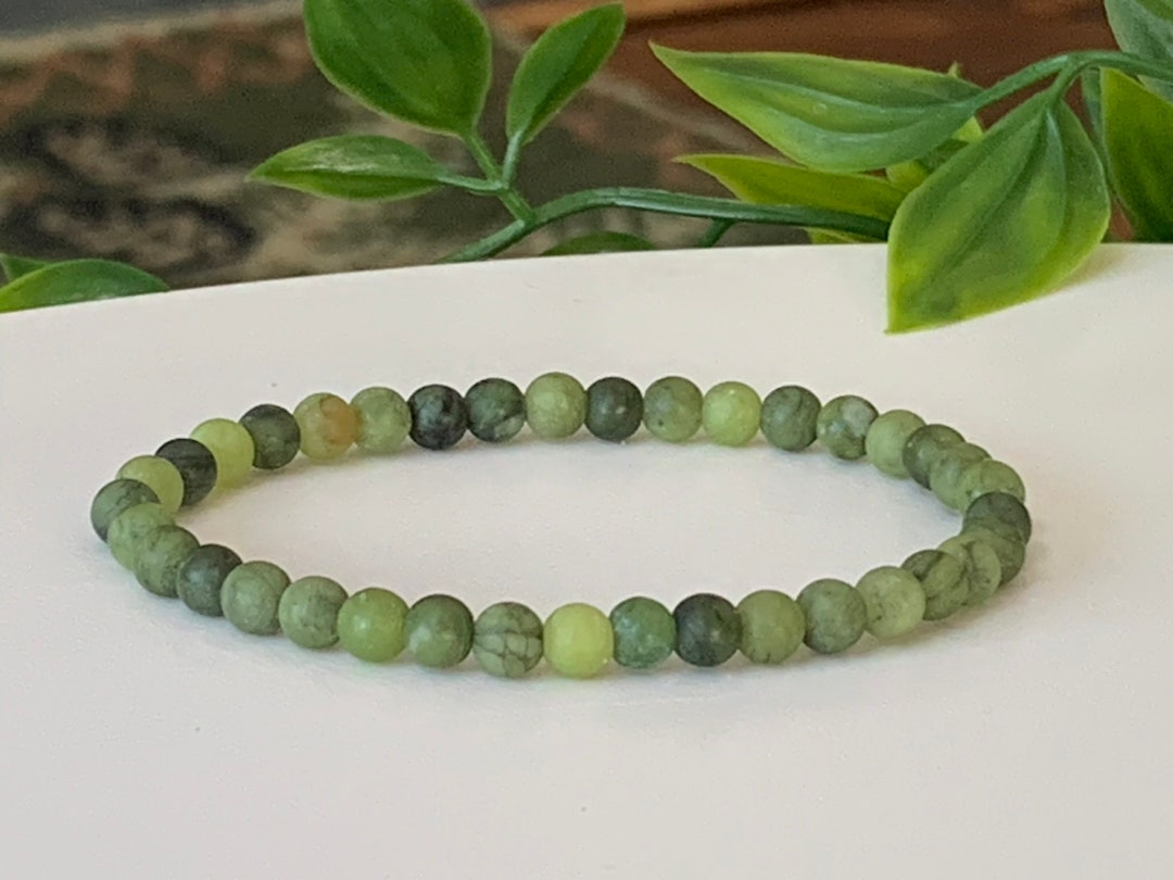 Jade Bracelet, Natural Green Taiwan Jade Bracelet, Stretch Bracelet, 4 ...