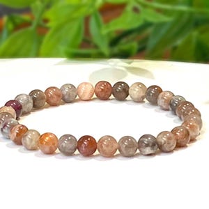 Multicolor Moonstone Bracelet: Grade AA 6.5mm Beaded Stretch Bracelet
