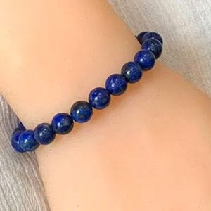 Natural Lapis Lazuli Bracelet, Premium Grade AA+ Stretch Gemstone Bracelet, 6mm or 8mm lapis Lazuli Bead Sizes