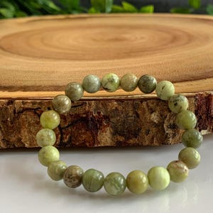 Natural Peridot Bracelet, Premium Grade Stretch Gemstone Bracelet, August Birthstone, 8mm Genuine Peridot Beads