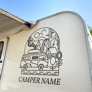 Custom Camper Van Life Linear Logo & Design / Personalised Vinyl Cutting Sticker Decals for Caravans and Vans Small to Extra Large