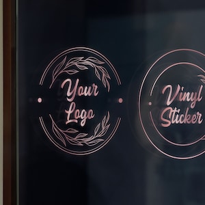 Custom Rose Gold Logo & Design Personalised Vinyl Cutting Sticker Decals for Shop Windows Small to Extra Large