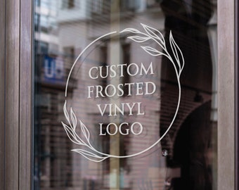 Logotipo de vinilo grabado esmerilado o calcomanía de diseño con letras para ventanas y puertas de tiendas Fácil aplicación de tamaño pequeño a grande