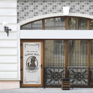 Large Frosted Gentleman Jacks Pub Etch Vinyl Logo or Design Sticker Decal Lettering for Windows & Shop Doors Easy Application Small to Large