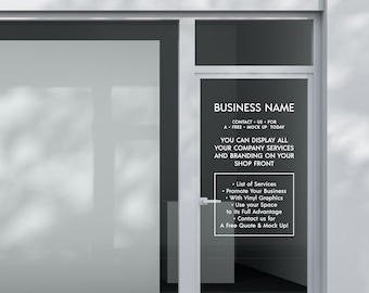 Custom List of Services Vinyl Decal for Business with Logo Personalised Stickers for Shop Windows Small to Extra Large
