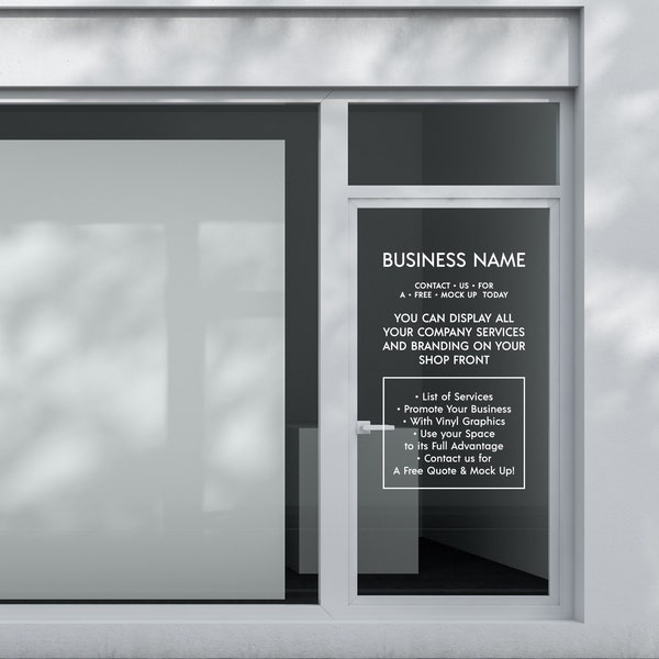 Custom List of Services Vinyl Decal for Business with Logo Personalised Stickers for Shop Windows Small to Extra Large