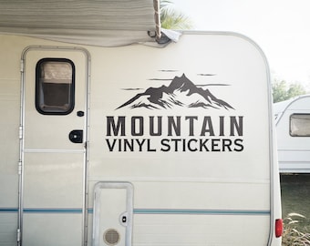 Large Custom Mountain Vinyl Decal for Camper Van Life Personalised Stickers for Caravans Small to Extra Large