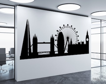 Custom London Cityscape Vinyl Graphic for Walls & Windows / City Skyline / Large City Decal / London Landmarks Office Stickers /