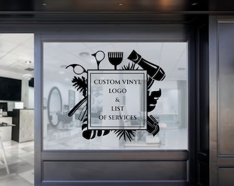 Custom Hairdresser Logo & Design Personalised Vinyl Cutting Sticker Decals for Shop Windows Small to Extra Large
