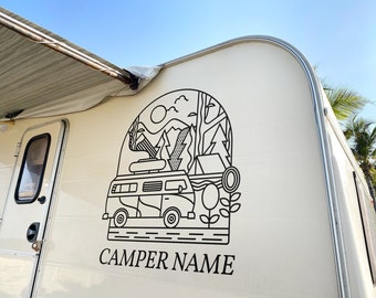 Custom Camper Van Life Linear Logo & Design / Personalised Vinyl Cutting Sticker Decals for Caravans and Vans Small to Extra Large