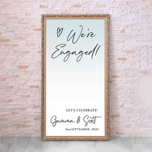 Large Custom Vinyl Engagement Wedding Mirror Decal / Initials Name Label / Personalised Event Sticker / We're Engaged! Let's Celebrate