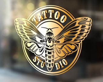 Custom Tattoo Shop Logo & Design Personalised Vinyl Cutting Sticker Decals for Shop Windows Small to Extra Large