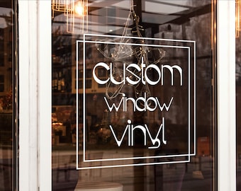 Custom Vinyl Window Decal Stickers With Outline Frame, any Logo & Design, Personalised Cutting, for Small to Large Shop and Business Windows