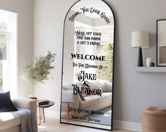 Custom Gothic Wedding Vinyl Mirror Sticker, Halloween Dam You Look Good Arch, Spooky Welcome to Our Wedding Guest Sign, Victorian Decal