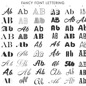 Op de afbeelding: Een grafiek die verschillende manieren laat zien om de letters "A" en "B" in verschillende lettertypen te schrijven. De lettertypen vari&euml;ren van eenvoudig tot sierlijk en omvatten vetgedrukte, cursieve en schrijflettertypen.