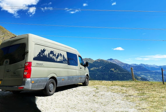 Custom Mountains for Camper Van Life Design Personalised Vinyl Cutting Sticker Decals Small to Extra Large