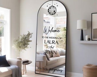 Welcome To Our Wedding Sign With Disco Ball, To The Wedding of Mirror Decal, Welcome Sign, We’re Getting Married!