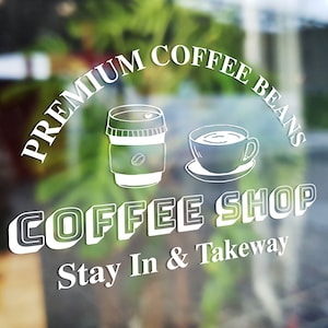 Custom Coffee Shop Vinyl Sign / Logo & Design for Coffee Shop / Personalised Vinyl Graphics Cafe Sticker Decals / Business Shop Windows