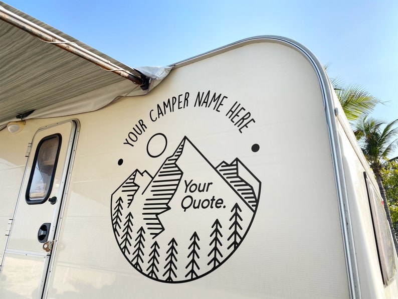 Custom Camper Van Life Logo & Design Personalised Vinyl Cutting Sticker Decals for Caravans and Vans Small to Extra Large image 1